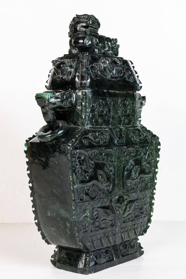 Republic Period, Spinach Jade Urn