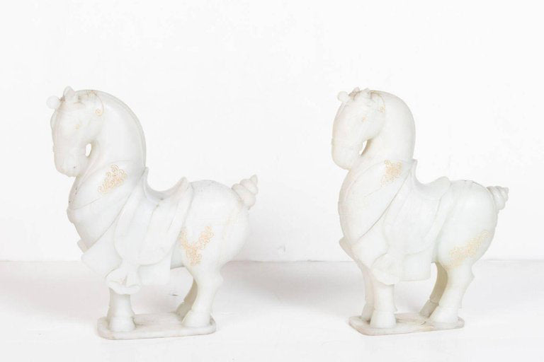 Fine, 19th Century, Han-Style, White Jade Horses