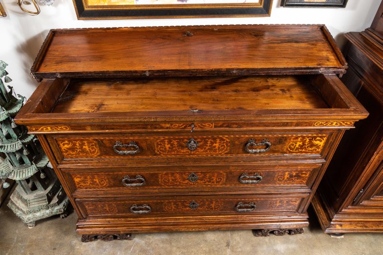 Unique, Flip-Top, Inlaid Italian Commode