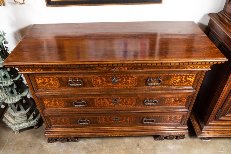 Unique, Flip-Top, Inlaid Italian Commode