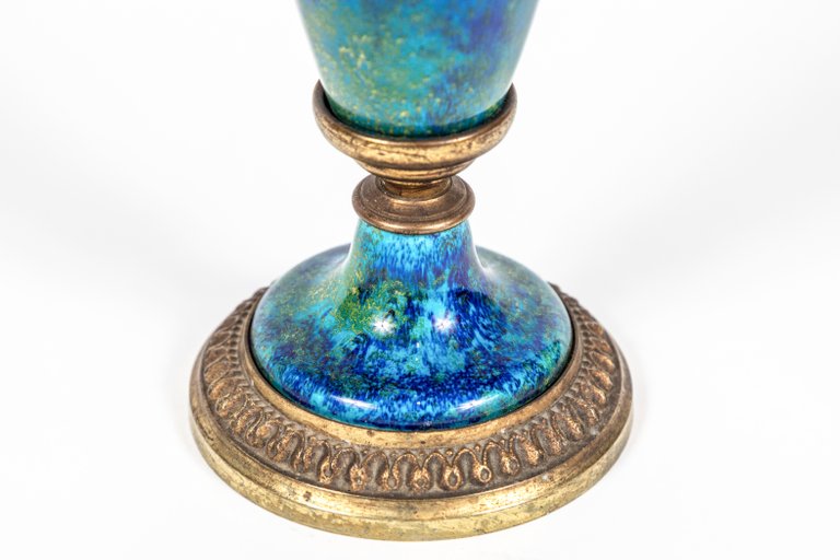 Petite, Turquoise, Porcelain Urns, circa 1910