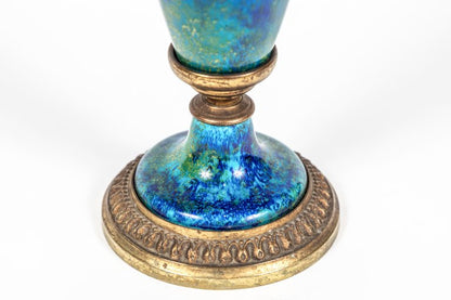 Petite, Turquoise, Porcelain Urns, circa 1910