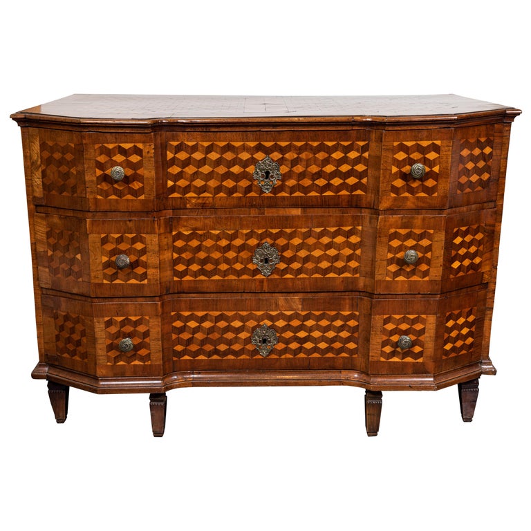 Parquetry Veneered Italian Commode, circa 1800