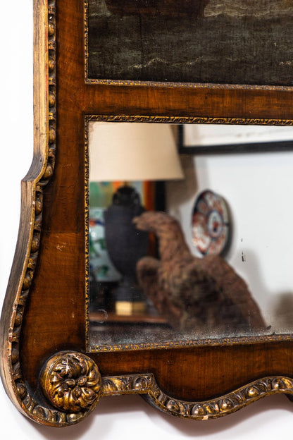 18th Century, English Trumeau Mirror with Oil Painting