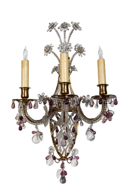 French, Crystal Sconces, circa 1910