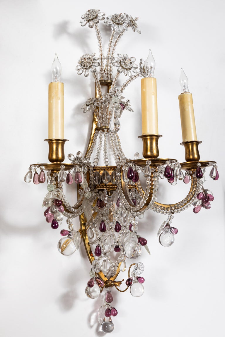 French, Crystal Sconces, circa 1910