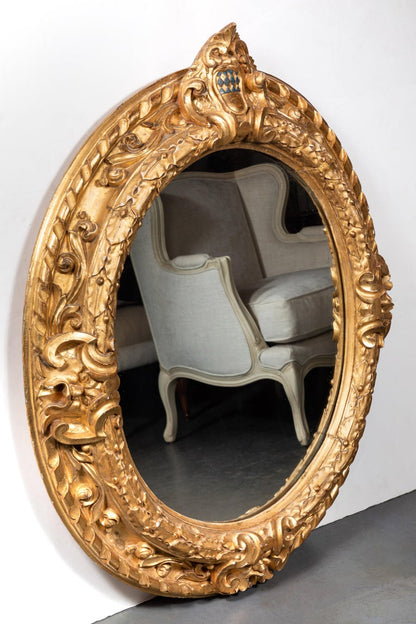 18th Century, Oval, Giltwood Mirror