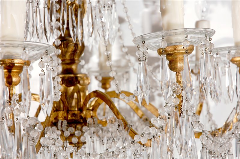 Gilt-Wood and Cut Crystal Chandelier