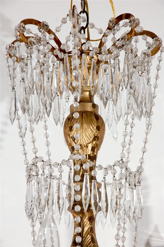 Gilt-Wood and Cut Crystal Chandelier