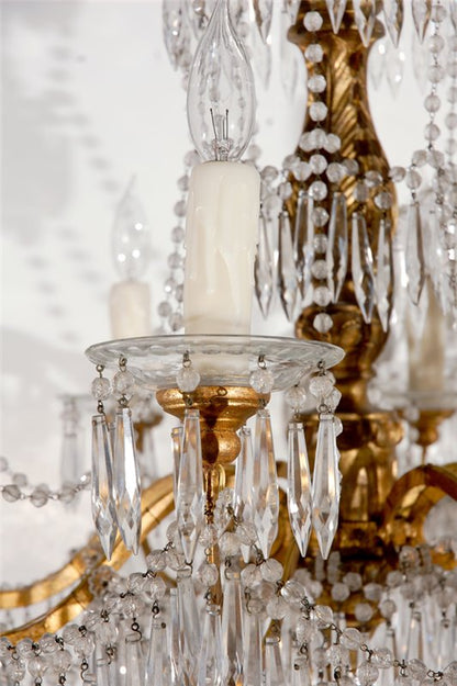 Gilt-Wood and Cut Crystal Chandelier