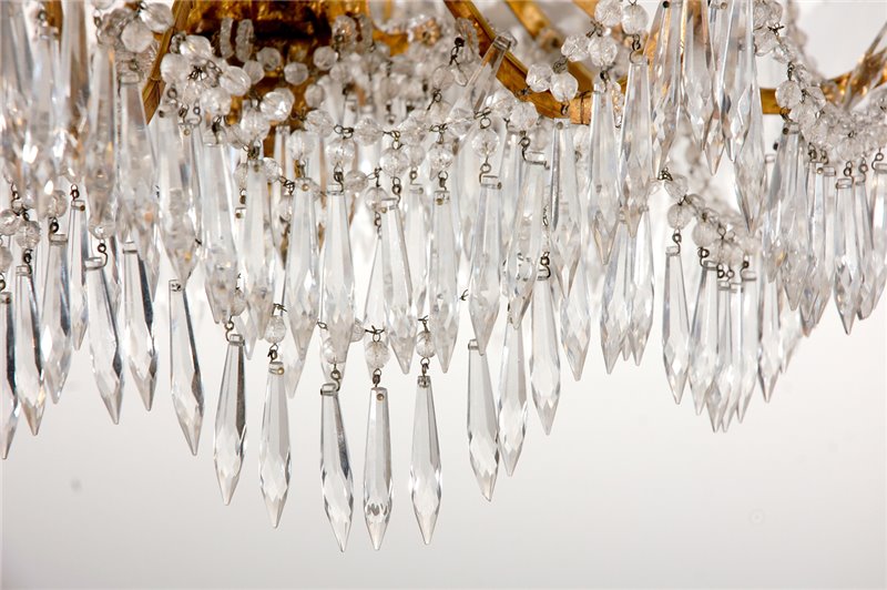 Gilt-Wood and Cut Crystal Chandelier