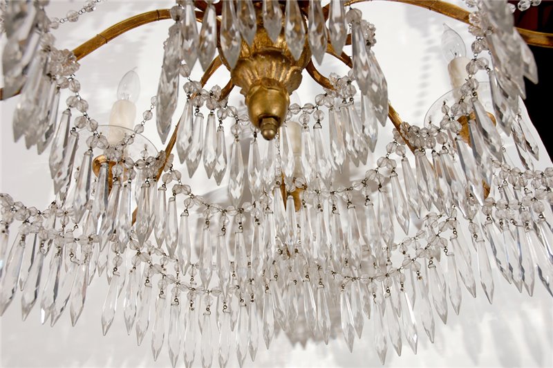 Gilt-Wood and Cut Crystal Chandelier