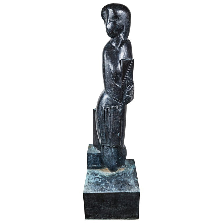 Signed, Life-Sized, Abstract Figurative, Bronze Sculpture