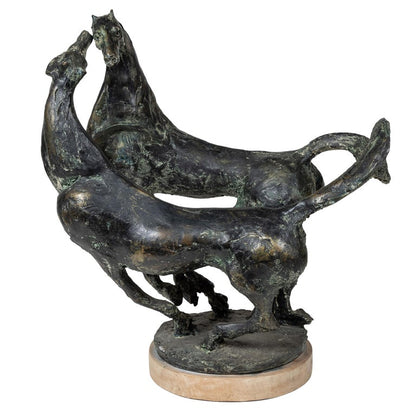 Glazed, Resin Statue of Horses