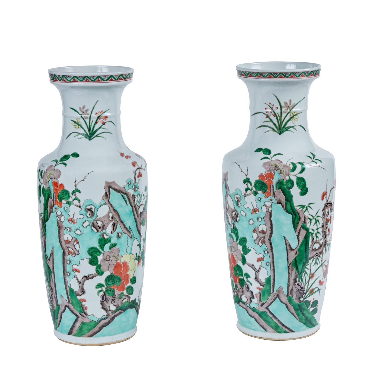 Pair of Tobacco Leaf  Porcelain Vases