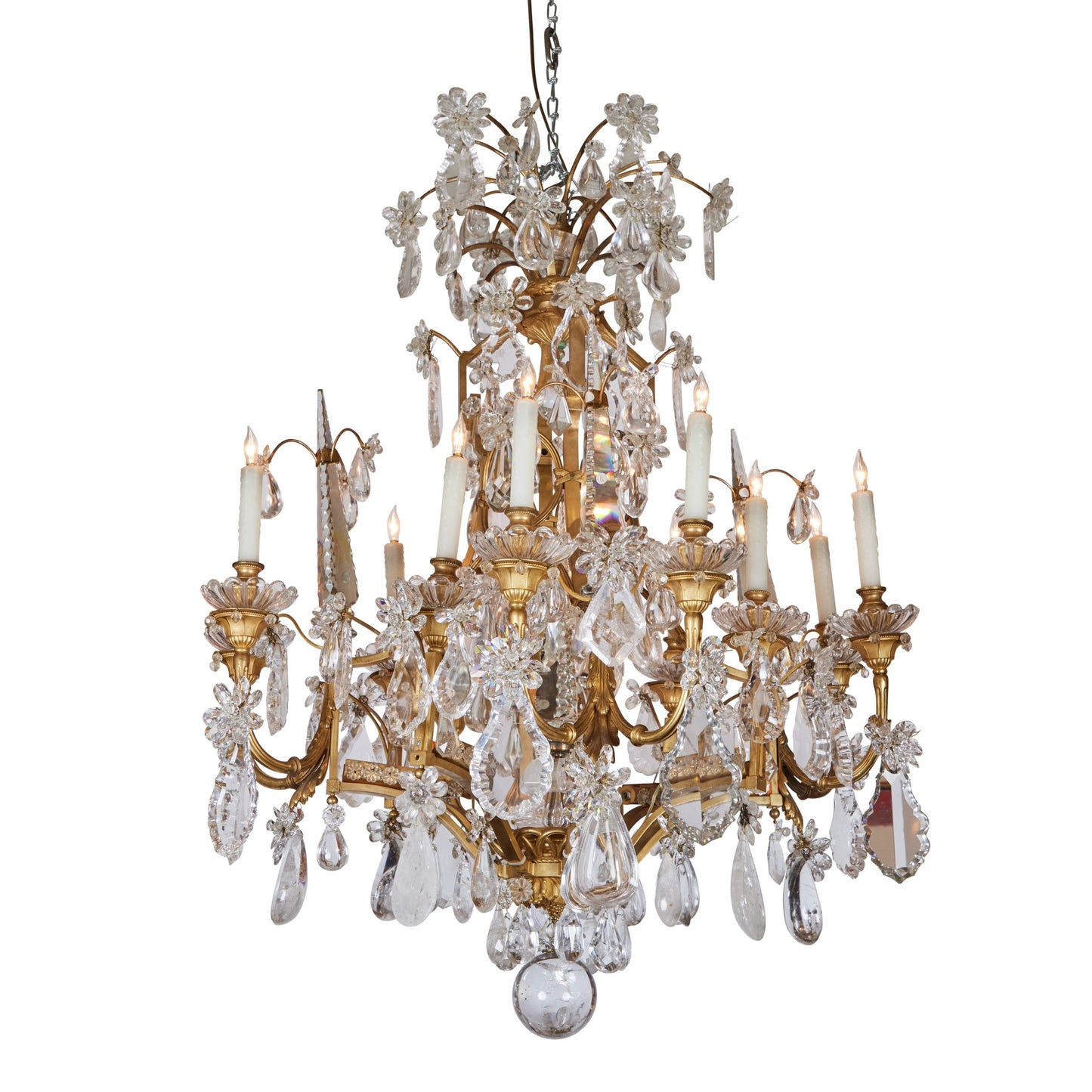 Gilded bronze and Rock Crystal Chandelier