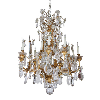 Gilded bronze and Rock Crystal Chandelier