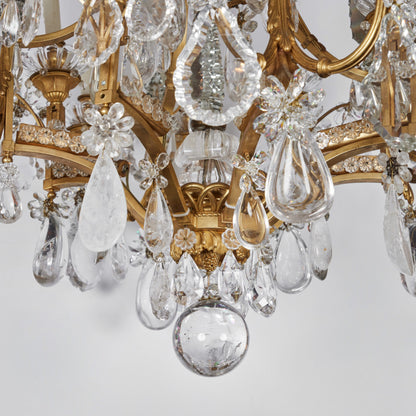 Gilded bronze and Rock Crystal Chandelier