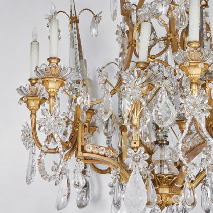 Gilded bronze and Rock Crystal Chandelier