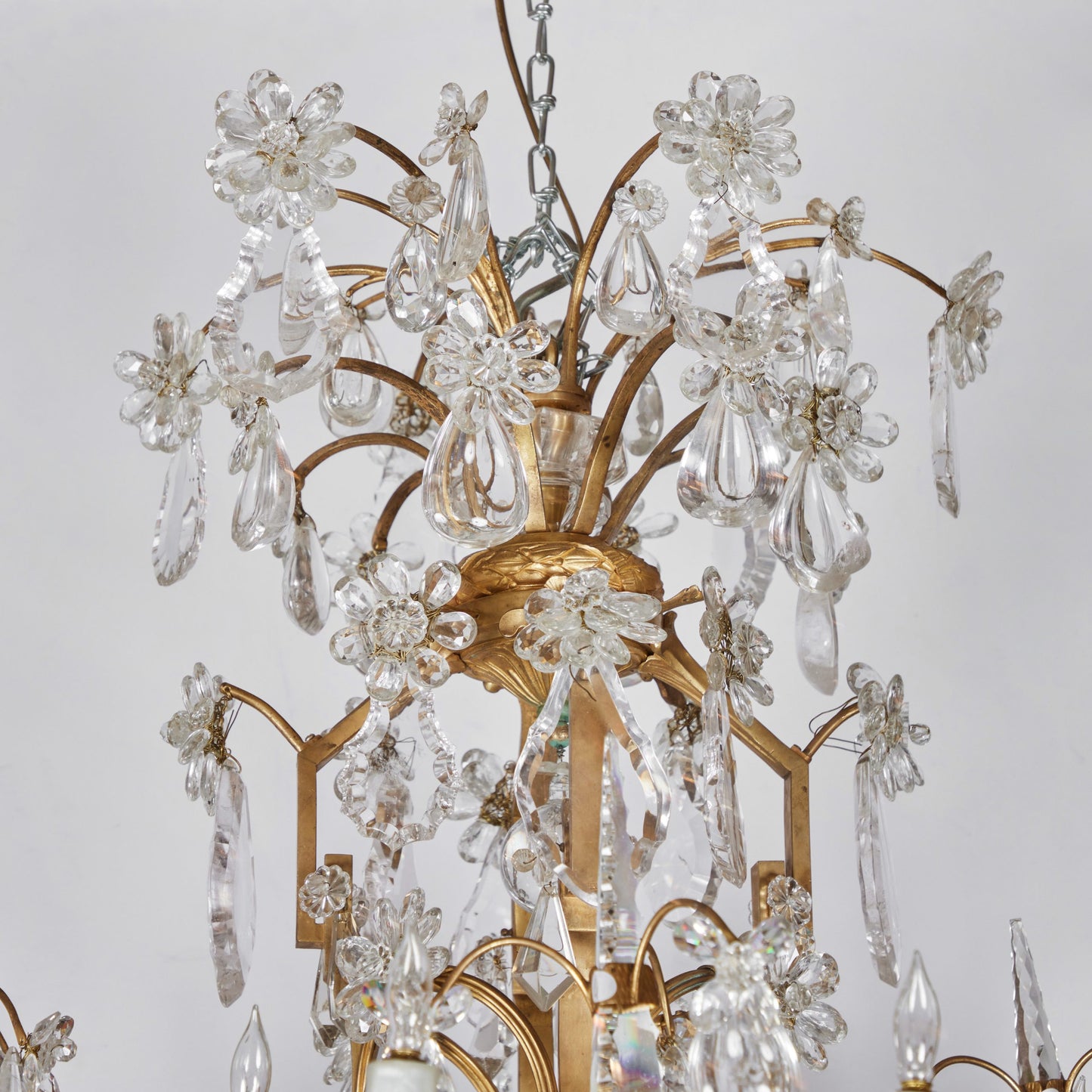 Gilded bronze and Rock Crystal Chandelier