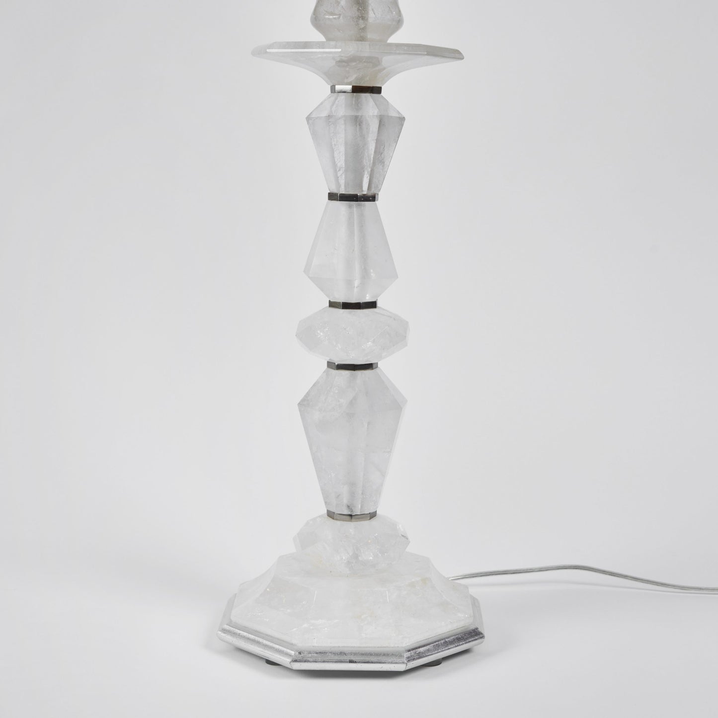 Pair Rock Crystal Candlestick Lamps