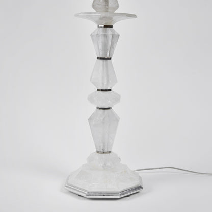 Pair Rock Crystal Candlestick Lamps