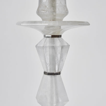 Pair Rock Crystal Candlestick Lamps