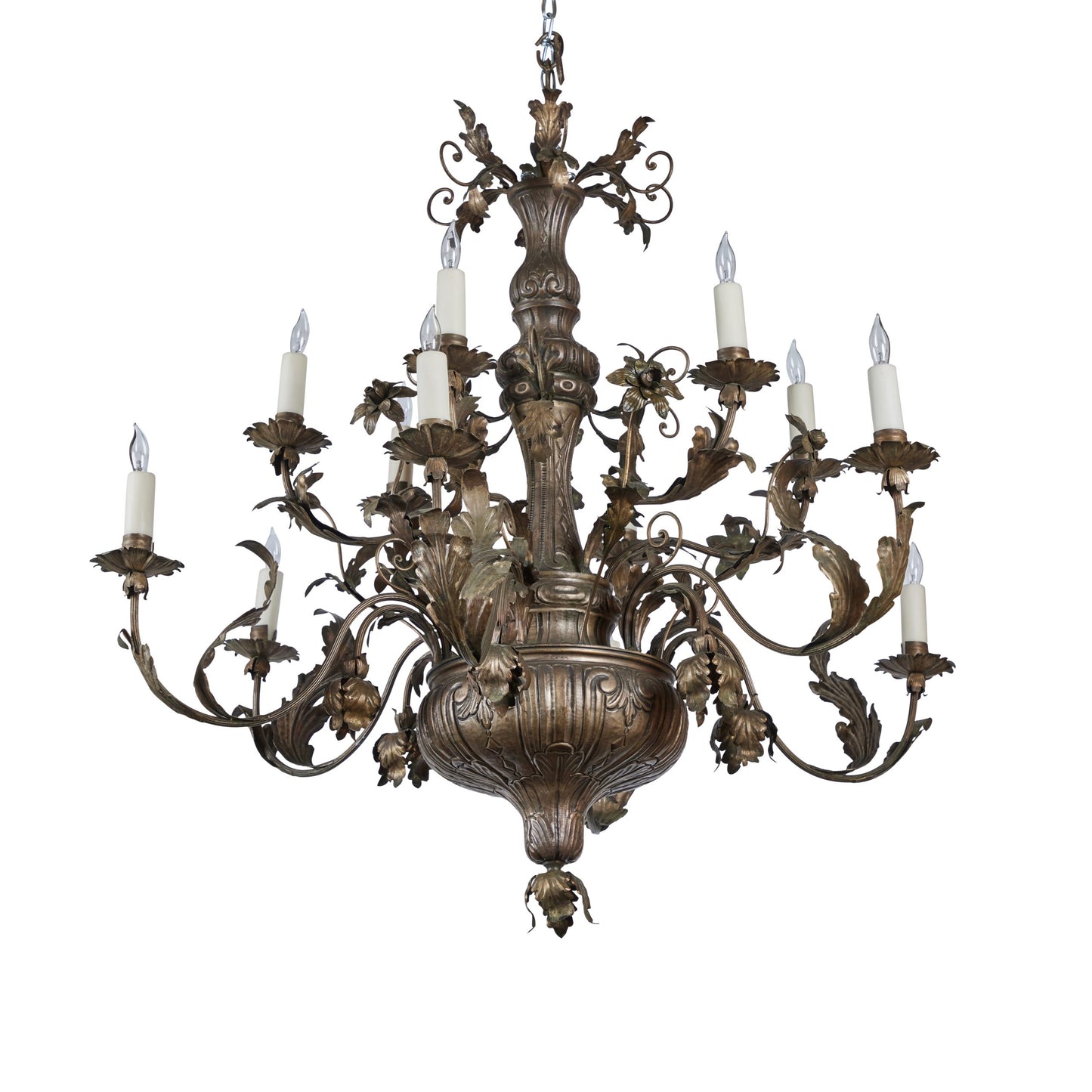 Silvered Tole Chandelier