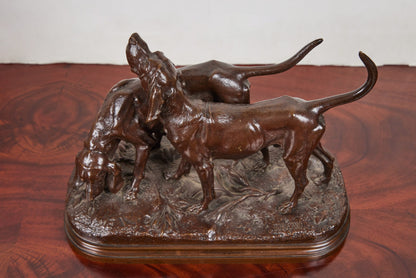 Signed, Bronze Hound Sculpture