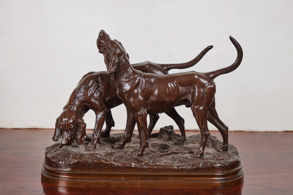 Signed, Bronze Hound Sculpture