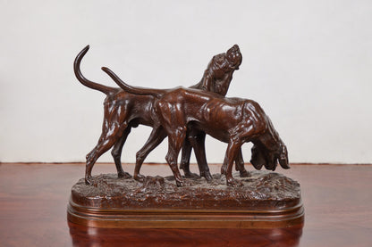 Signed, Bronze Hound Sculpture