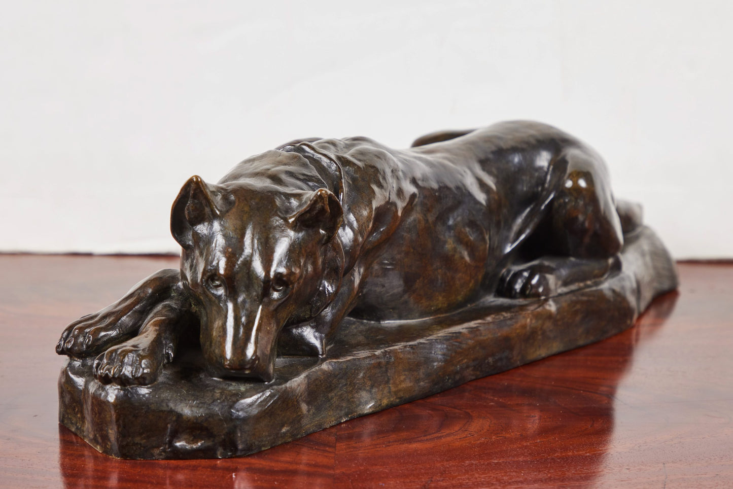 Signed, Bronze Sculpture of Resting Dog