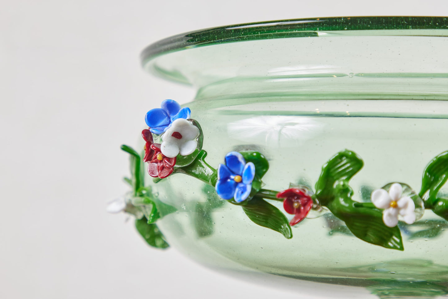 Floral Embellished, Italian Glass Tazza