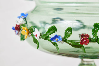 Floral Embellished, Italian Glass Tazza