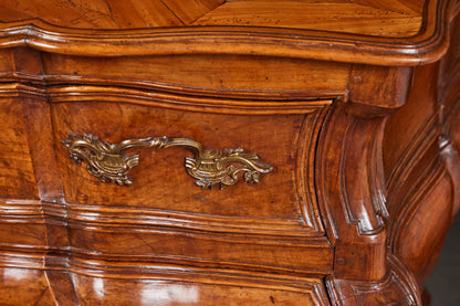 Louis XV Style Walnut and Parquetry Commode