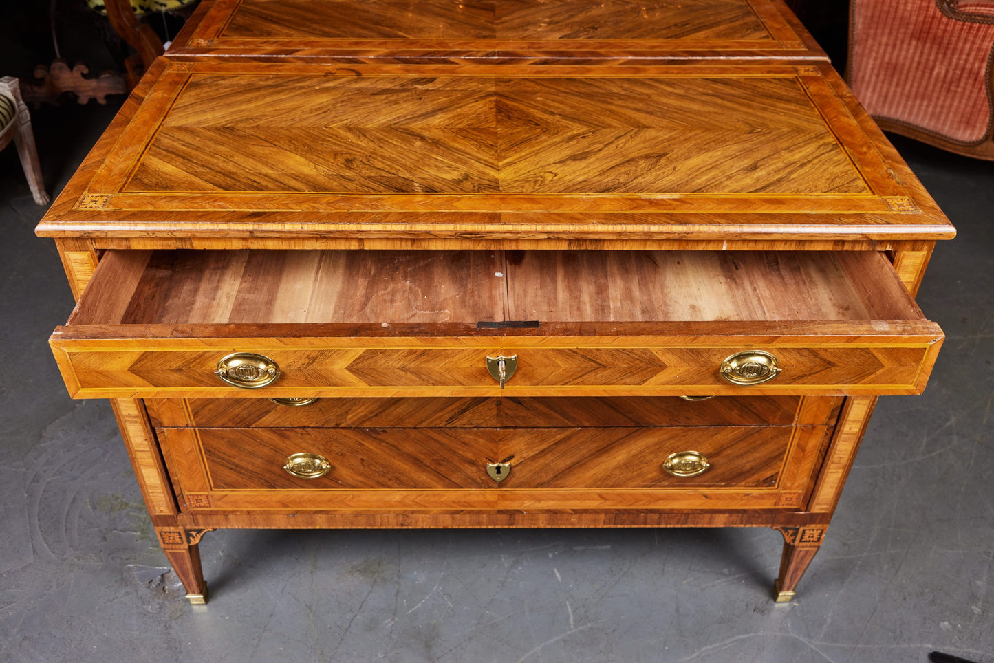 Pair of Walnut and Fruitwood Commodes from Lombardy