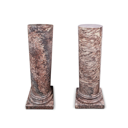 Pair Rouge Marble Pedestals