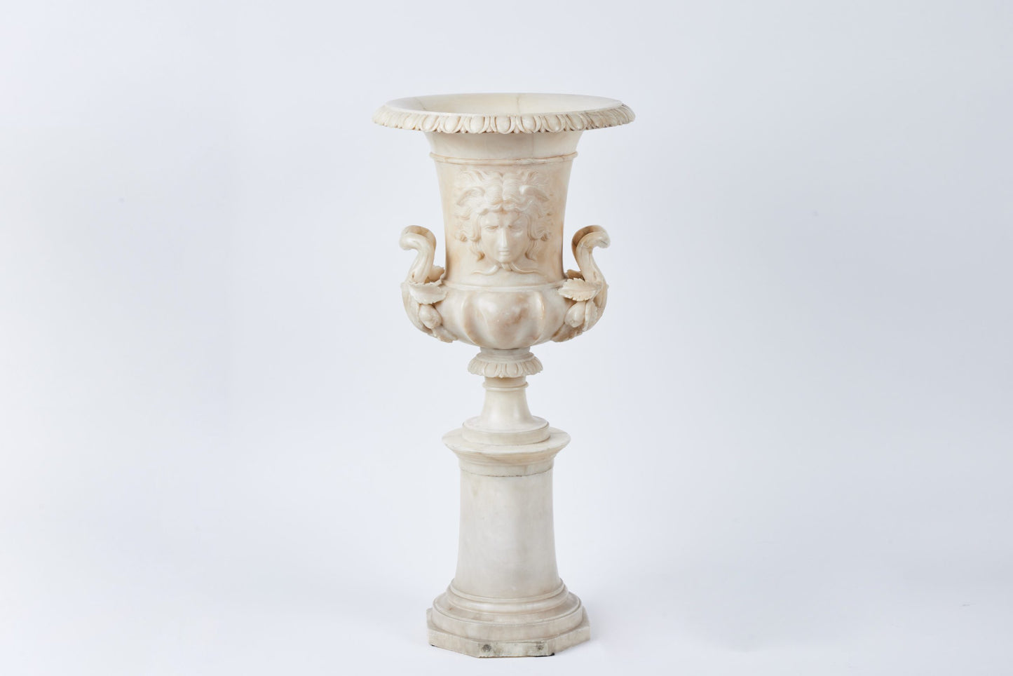 Pair of Carved Alabaster Urns