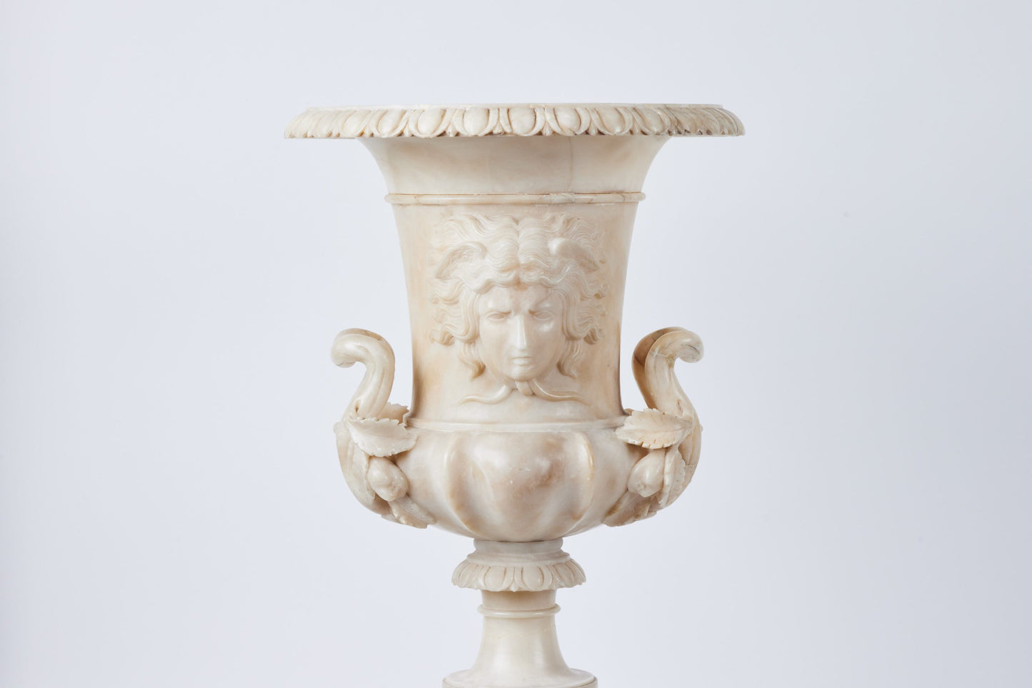 Pair of Carved Alabaster Urns