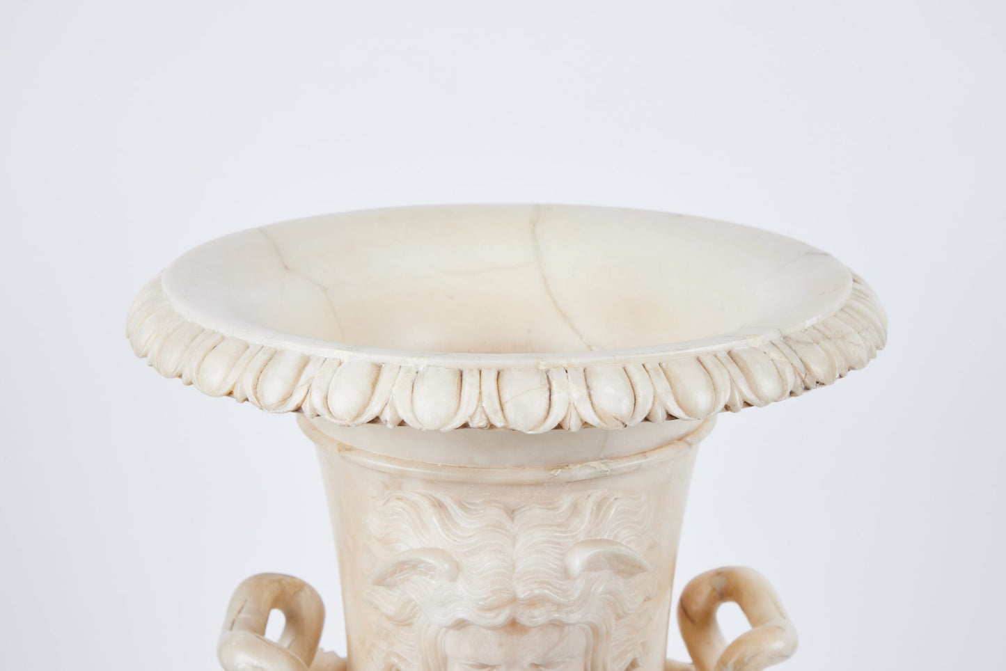 Pair of Carved Alabaster Urns