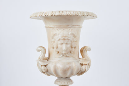 Pair of Carved Alabaster Urns