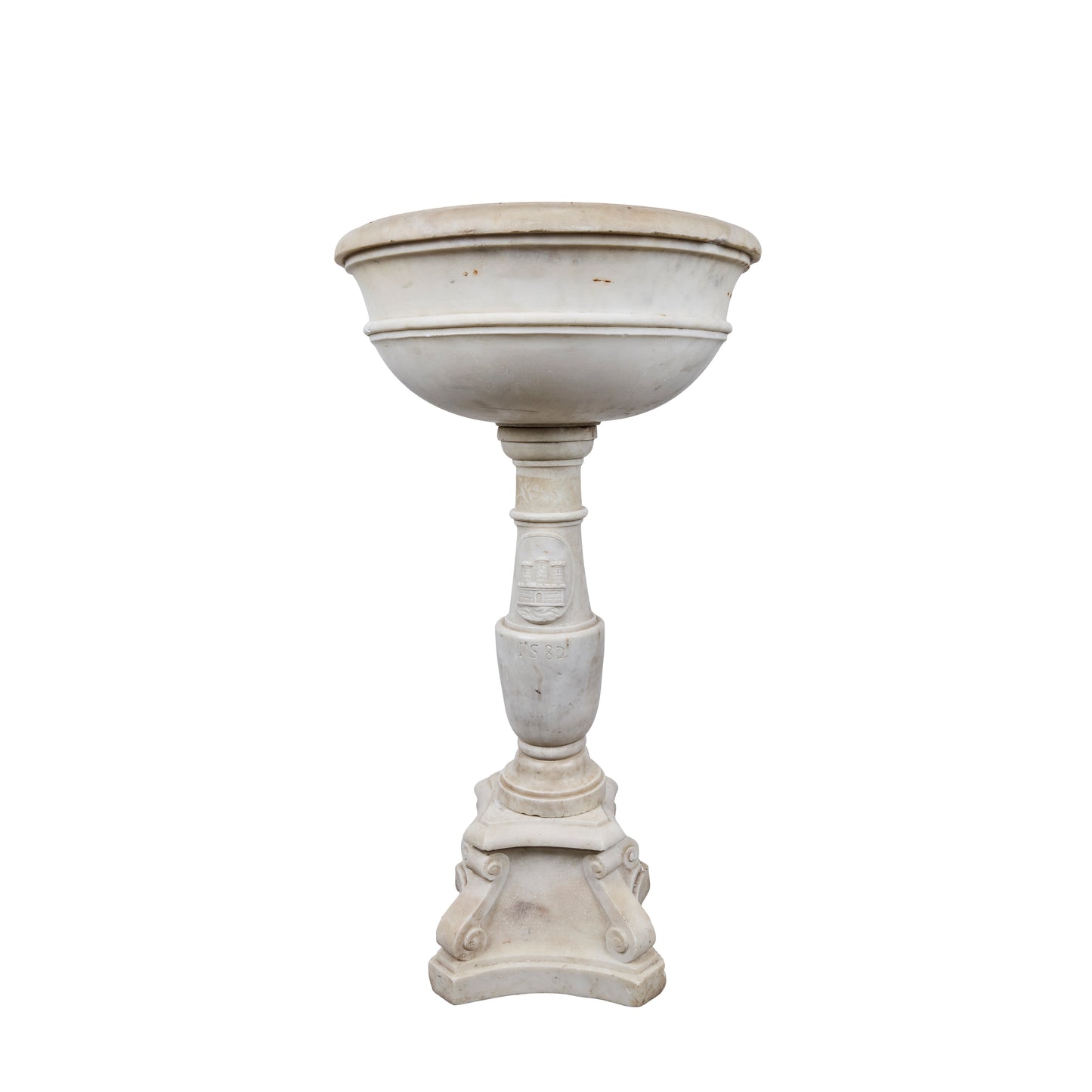 18th Century Italian Carrara Marble Baptismal Font