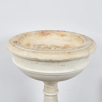 18th Century Italian Carrara Marble Baptismal Font