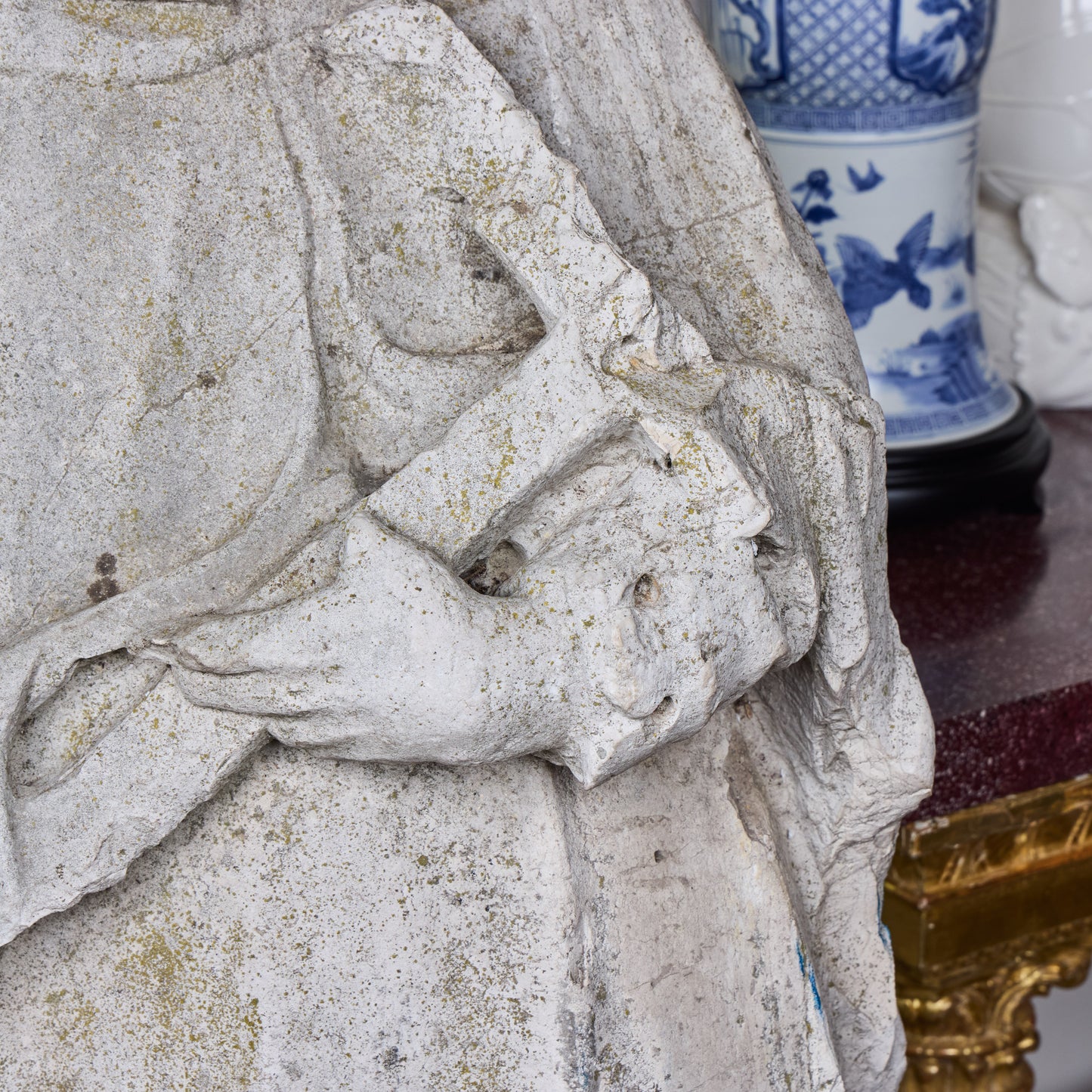 19th Century Italian Vicente Limestone Fragment of a Cardinal