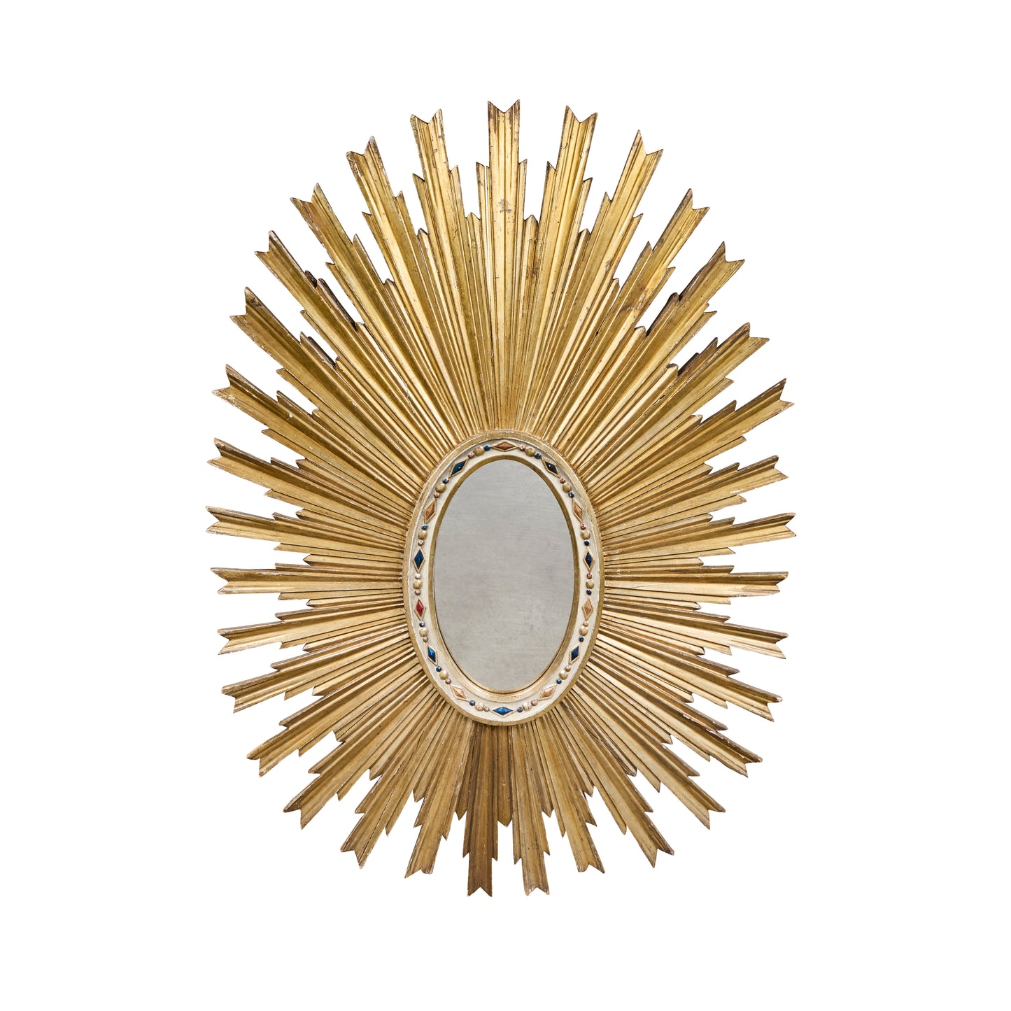Italian Hand-Carved and Gilded Oval Sunburst Mirror — Circa 1900
