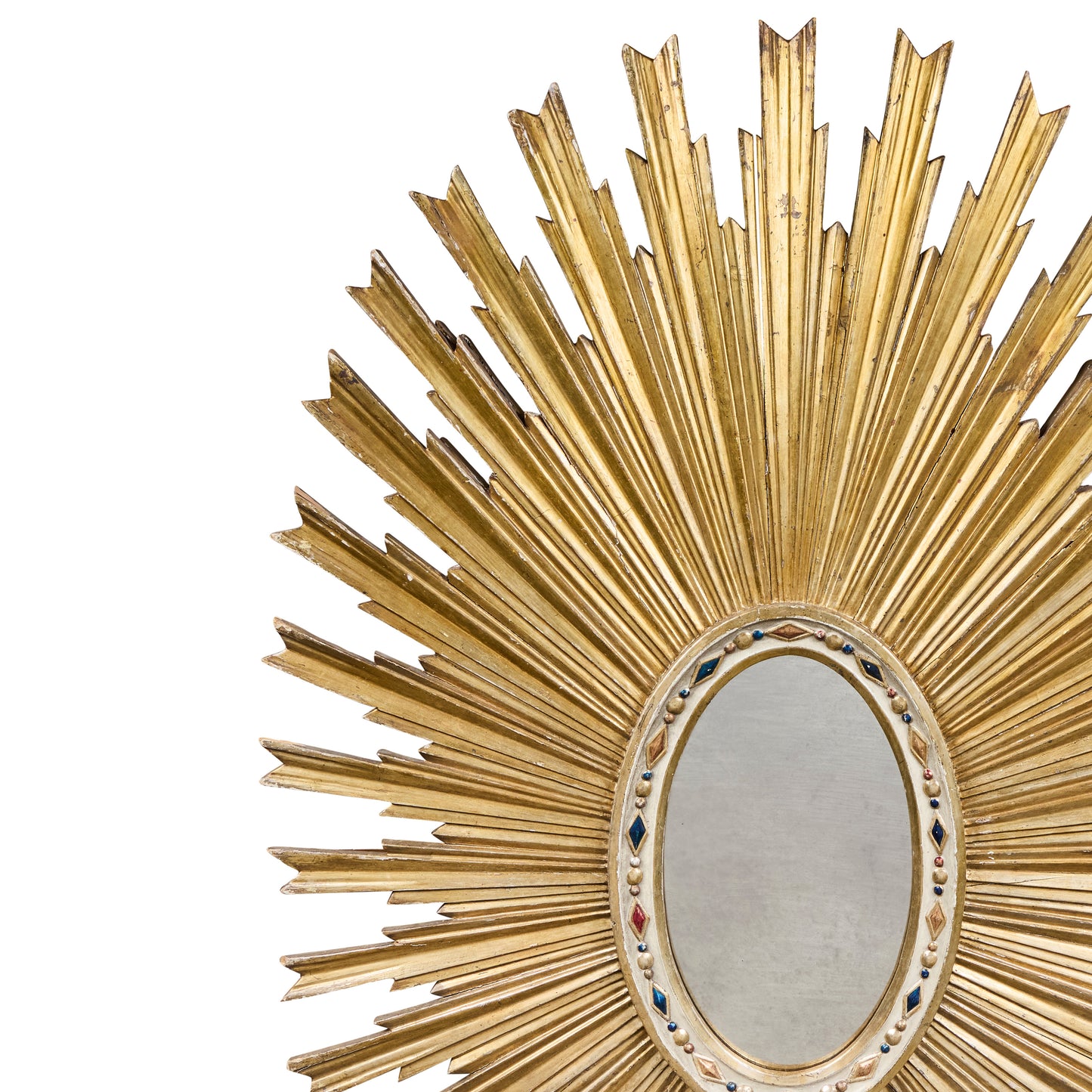 Italian Hand-Carved and Gilded Oval Sunburst Mirror — Circa 1900