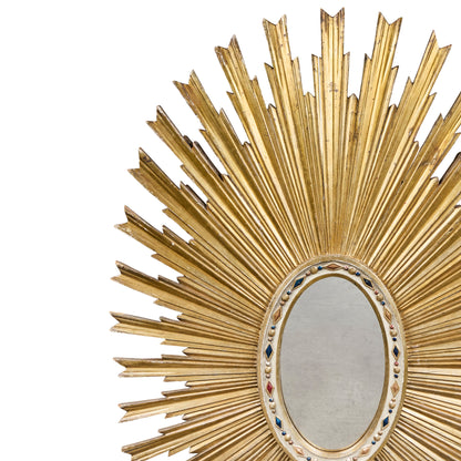 Italian Hand-Carved and Gilded Oval Sunburst Mirror — Circa 1900