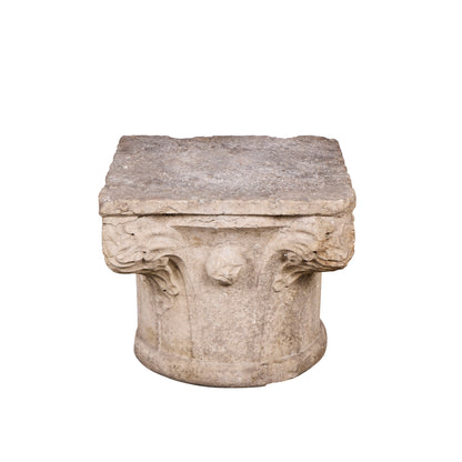 17th Century Italian Hand-Carved Stone Capital Fragment