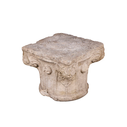 17th Century Italian Hand-Carved Stone Capital Fragment