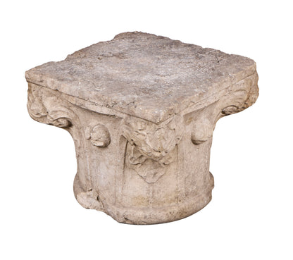 17th Century Italian Hand-Carved Stone Capital Fragment
